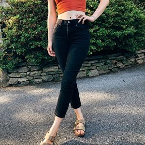 Old Navy Power Jean—Straight Black Distressed Jean